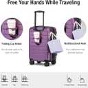 KYME Carry On Luggage 22x14x9 Airline Approved with TSA Lock Hardshell Expandable 20 Inch Luggage Carry On Suitcase with Wheels Small Travel Rolling Luggage with Cup Holder for Women Dark Purple