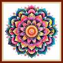 DMCVIVR Stamped Cross Stitch Kits for Adults Beginners Embroidery Kits 11CT Needlepoint Kits Cross Stitch Patterns Embroidery Patterns-Colorful Mandala 18x18 inc (Handicrafts40)