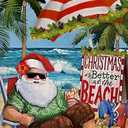 Retro Christmas is Better at The Beach Small Decorative Santa Xmas House Yard Coastal Winter Holiday Nautical Sea Hawaii Metal Tin Sign Decoration for Garage Yard Home Outdoor 8x12 Inch
