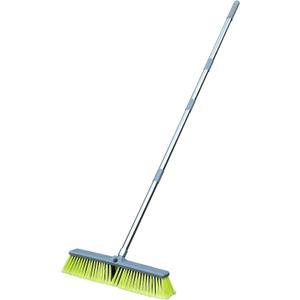 Upgraded 18" Push Broom with Adjustable Long Handle, Total Length is 55", Multi-Surface Floor Scrub Brush for Cleaning Deck, Patio, Garage, Driveway