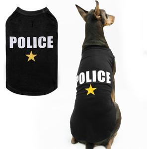 BINGPET Police Dog Shirts,Soft Cotton Puppy Tshirt,Breathable Lightweight Dog Costumes Tank Top Vest,Machine Washable Stretchy Clothes for Small Medium Large Dogs Boy Girl