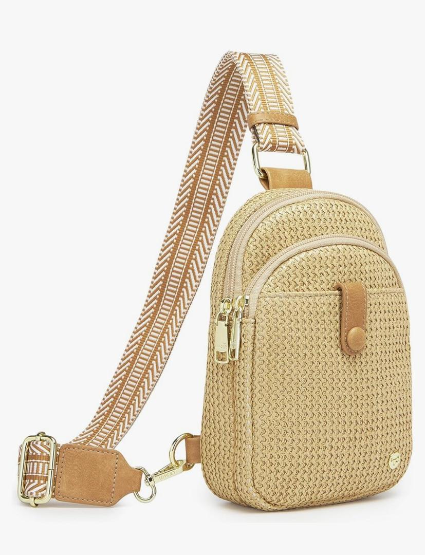 AOCINA RFID Straw Summer Purses for Women 2025 Woven Sling Bag Fanny Packs Cross body for Everyday Beach Travel Vacation Essentials