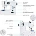 Qoosea Sewing Machine for Beginners, Portable Household Electric Sewing Machine with 39 Stitches & Dual Needle, Extension Table, Foot Pedal for Home DIY Crafts