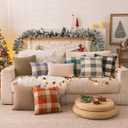 AQOTHES Beige Winter Throw Pillow Covers 12x20 Inch Set of 2, Boucle Faux Fur Pillow Covers,Cozy Fluffy Home Living Room Farmhouse Decor for Sofa Couch Bed