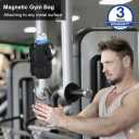 Panmout Hands-Free Magnetic Gym Bag with Gym Bottle - 3-in-1 Water Bottle Holder with 6 Magnets, 3 Pockets, Fits up to 40oz Bottle and Large Phone, Shoulder Strap for Gmy, Hiking and Travel (Black)