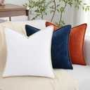 decorUhome Chenille Soft Cozy Throw Pillow Covers 12x20 Set of 2, Modern Farmhouse Boho Velvet Decorative Pillow Cases with Stitched Edge for Couch Sofa Bed Home Decor, Poseidon