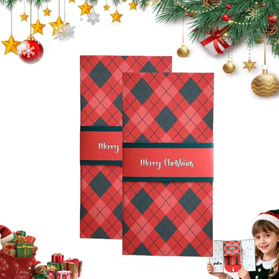OYB 2Pcs Handmade Christmas Gift Card Booklet, Handmade ChristmasGift Card Holder Book, Christmas Money Holder Envelope Booklet, DIY XmasGift,Holiday Party Christmas Gifts Card Book Supplies (A)