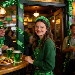 St. Patrick's Day Headband for Women, Lucky Shamrock Hair Accessory with Rhinestones, Green Crystal Knotted Hairband for Irish Holiday, Parade & Party