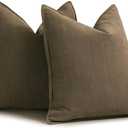 ZWJD Brown Pillow Covers 18x18 Set of 2 Chenille Throw Pillow Covers with Elegant Design Soft and Luxurious Decorative Throw Pillows for Couch, Bed, and Home Decor