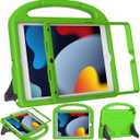 SUPLIK Kids Case for iPad 9th/8th/7th Generation - 10.2 inch 2021/2020/2019 Case with Built-in Screen Protector, Durable Shockproof Handle Stand Kids Cover for Apple iPad 7/8/9 Gen, Green