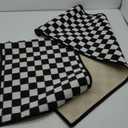 2 Piece Carpet Rubber Backing Non-Slip Kitchen Mat Doormat Area Rugs (17"x23"+17"x47", Black Mosaic)