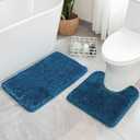 MIULEE Peacock Bathroom Rugs Set 2 Piece, Soft Absorbent Microfiber Bath Mat and U-Shaped Contour Toilet Rug, Non Slip Quick Dry Washable Plush Shaggy Bath Rugs for Bathroom20"x20"+20"x30"