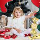 2 x Aoriher 2 Pcs 7.6" Large Candy Cane Ornaments Christmas Tree Peppermint Decorations Hanging Candy Ornaments Glitter Christmas Picks with Golden Ropes for Xmas Party Decorations (Red)