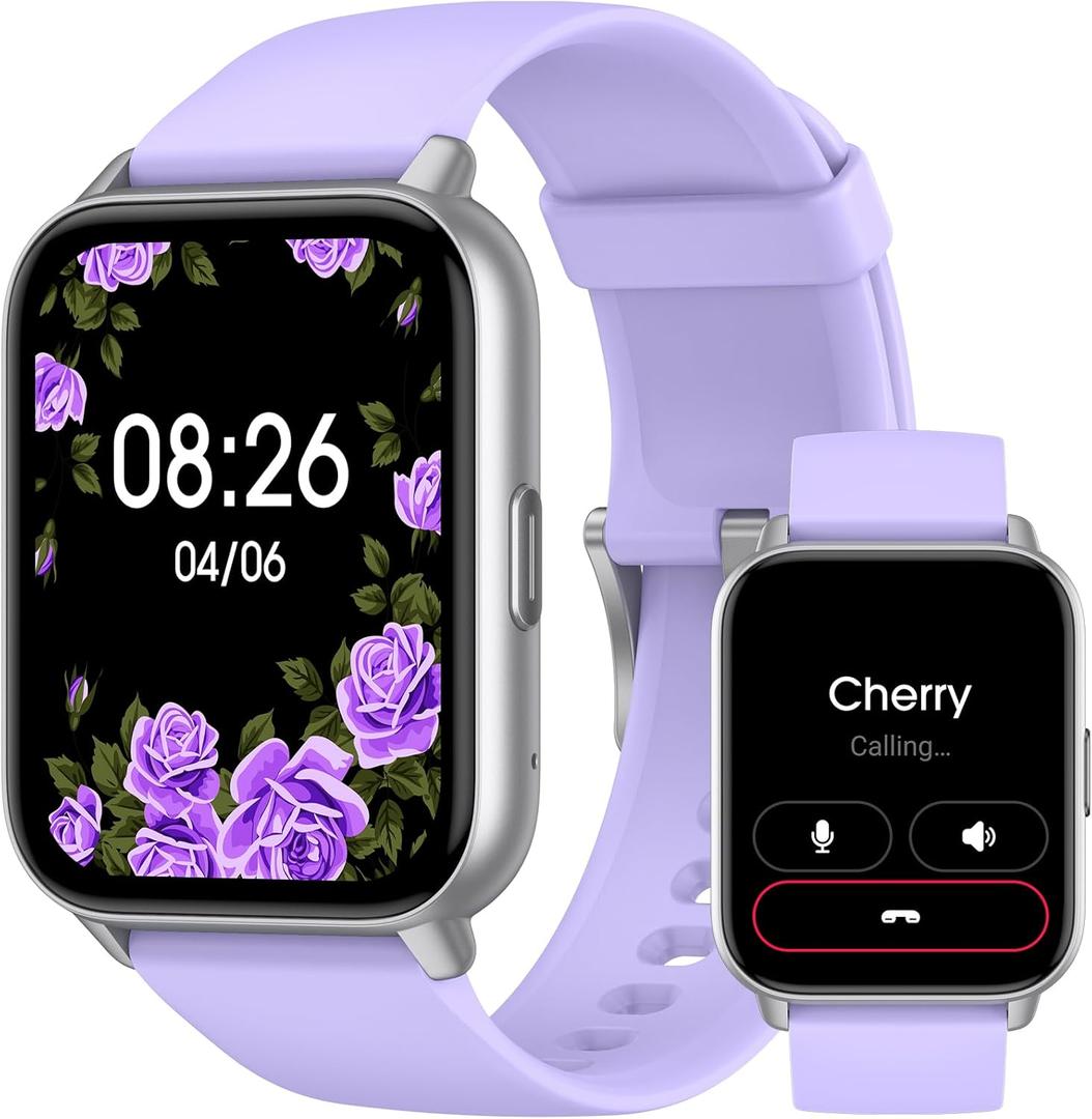 Smart Watch (Answer/Make Call) for Women Men, Fitness Tracker with Heart Rate, Blood Oxygen, Sleep Tracker, IP68 Waterproof Fitness Watch Step Calorie Counter Pedometer Compatible iPhone & Android (Light Purple)