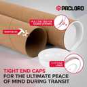 2" x 20" Reinforced Kraft Paper Mailing Tube, Pack of 4 Tubes with 8 Caps – Secure USPS Approved Poster Tube – Made in USA Cardboard Tube for Shipping and Storing Posters, Prints, Artwork