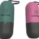 Dog Poop Bag Dispenser with LED Light, Green Plastic Capsule, Waterproof, 2 Pack with Waste Bags and Carabiner Clip (Pink Cyan)