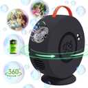 Bubble Machine for Kids Toddlers,Automatic Bubble Blower Rechargeable, 90 360 Auto Rotatable Portable Bubble Maker Electric Bubbles Toy for 3 4 5 6 7 8 Year Old, Outdoor Wedding Party Gifts (Black)