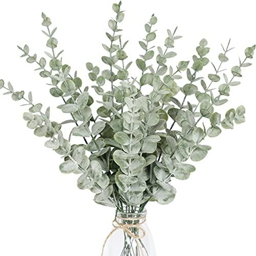 Tiyard 18pcs Eucalyptus Stems Artificial Eucalyptus Leaves Stems Artificial Fake Flowers for Home Office Flowers Bouquet Centerpiece Wedding Decoration Christmas Decor 2025