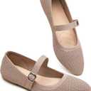 BABUDOG Mesh Ballet Flats for Women,Women's Mary Jane Flats with Buckle Strap,Black Nude Foldable Flats Shoes for Women,Comfortable Dress Shoes 7