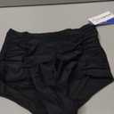 COCOPEAR Women's Ruched High Waisted Bikini Bottom Retro Vintage Swim Short Tankinis (X-Large, Black)