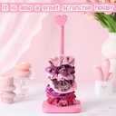 Leinuosen Valentines Day Pink Heart Paper Towel Holder Cute Heart Wooden Paper Towel Holder Pink Bathroom Countertop Accessories Kitchen Roll Stand Organizer Standing Apartment Decor Housewarming Gift