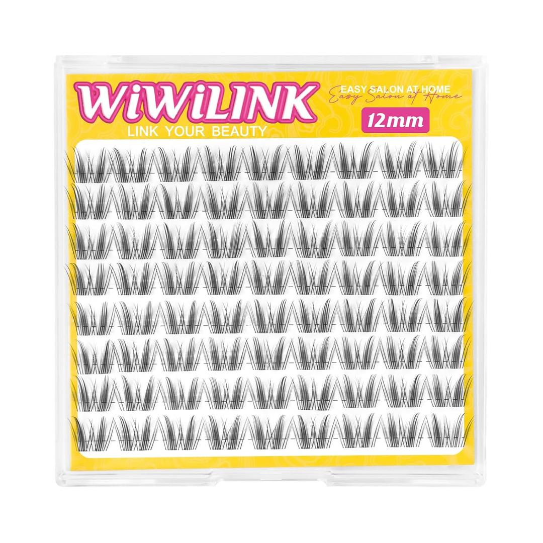 Natural Lash Clusters, Freya 12mm DIY Wispy Cluster Eyelash Extensions, Thin Clear Band Individual Lashes D Curl Eyelash Clusters