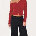 Women's Off The Shoulder Cropped Cardigan Sweaters Long Sleeve Button Down Ribbed Slim Fit Going Out Shirts Fall (Medium)