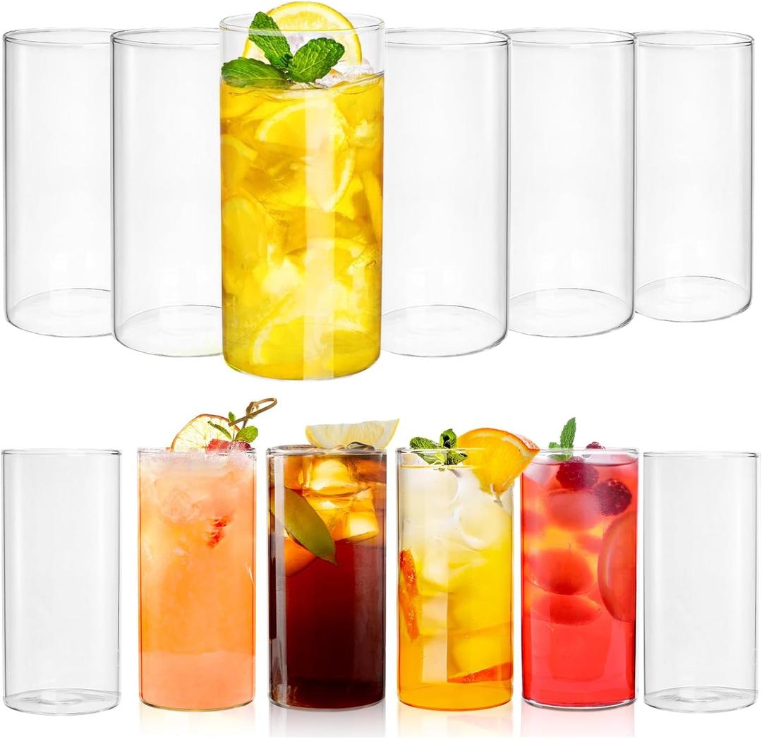 Mezchi Water Glasses Set of 12, Thin Highball Glasses, 17 Oz Tall Drinking Glasses, Lightweight Crystal Collins Glasses for Water, Juice, Cocktails, Mojito, Whiskey