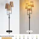 Boho Floor Lamp, 68in. Rattan Floor Lamps with Rattan Shade,3 Light Tree Standing Lamp for Bedroom,Nursery,E26 Socket, Living Room Floor Lamp for Rustic,Coastal, Beach or Bohemian Decor (Black)