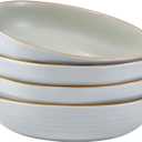 Bico Light Sage Green 45oz Stoneware Pasta Bowls Set, Set of 4, Microwave and Dishwasher Safe, for Spaghetti, Pasta, Soup