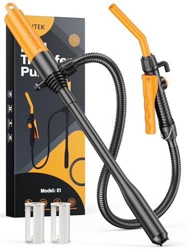 GPUTEK E1 Fuel Transfer Pump Battery Powered 2.6GMP Portable Siphon Pump with Controlled Flow & Leak-Proof 59-Inches Hose for Gasoline Gas Diesel Water