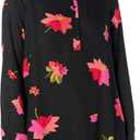 Amazon Essentials Women's Long-Sleeve Woven Blouse, Office Work Business Casual (X-Large, Black Pink Floral)
