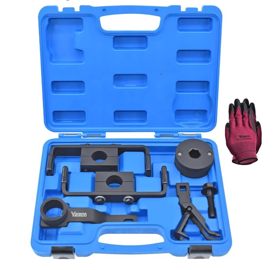 Engine Timing Tool Kit Compatible with Ford 4.6L 5.4L 6.8L 2-Valve and 4-Valve Engine with Valve Spring Compressor Tool, 6 Pcs Camshaft Holding Tool, Crankshaft Camshaft Positioning Tool, 303-557 6477