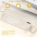 Silent Wireless Keyboard and Mouse Combo, Full-Sized Wireless Keyboard and Adjustable DPI Mouse, 2.4GHz USB Receiver, Keyboard and Mouse for PC, Windows, MAC, Desktop, Laptop(Latte-Color B)
