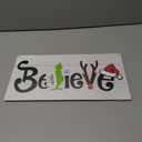 Believe Christmas Sign, Cartoon Characters Pattern Winter Home Wooden Hanging Decor, Indoor Christmas Wood Wall Hanging Sign for Living Room Bedroom Decor 7 x 14 Inches