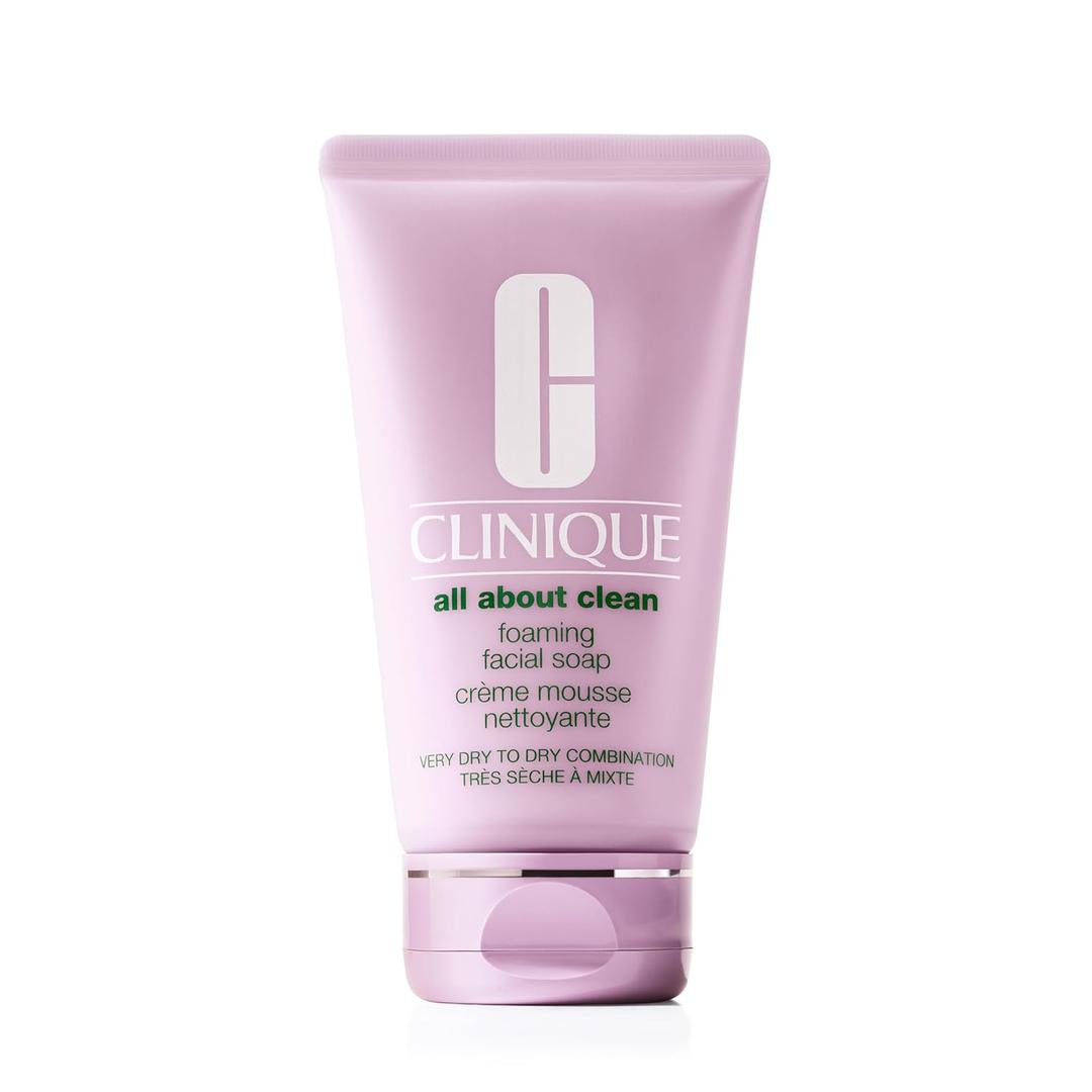Clinique All About Clean Foaming Face Wash With Hyaluronic Acid + Glycerin For Very Dry to Dry Combination Skin Types, 5 Fl Oz