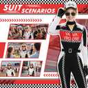 Womens Race Car Driver Costume  Sexy Racing Jumpsuit with Hat, Goggles & Gloves for Halloween & Themed Parties (L)