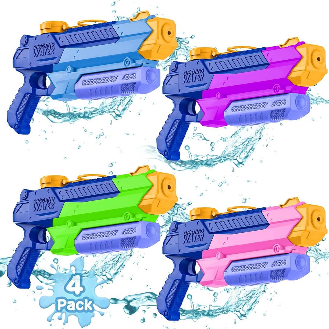 Water Guns for Kids Adults, 4 Pack 400CC/40ft Long Range High Capacity Squirt Guns Toy, Pool Toys Water Toys for Swimming Pool Beach Sand Outdoor, Summer Gifts for Boys Girls (Colorful3)