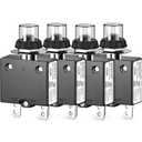 Thermal Circuit Breaker, 10 Amp Push Button Manual Reset Circuit Breaker 32V DC 125/250VAC 50/60Hz with Quick Connect Terminals and Waterproof Button Transparent Cap 4Pcs