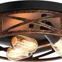 ZHU YAN Farmhouse Ceiling Light,Hallway Light Fixtures Ceiling,Rustic Metal Black 3-Light Flush Mount Light Fixture for Farmhouse,Kitchen,Entryway,Hall (1 Pack)