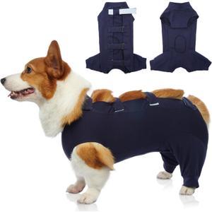 IECOii Dog Onesie for Surgery - Female Spay Recovery Suit, Male Anti Licking Shirt - Medium Size, Alternative to Cone E-Collar, Blue (Medium(Chest:18.9-22.8 in))