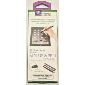 Retractable 2-in-1 Stylus & Pen 3 Piece Set