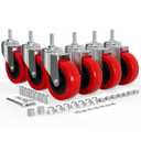 Mysit 2.5 inch Creeper Wheels Heavy-Duty M8 Threaded Swivel Caster Wheel 6 Pack, Mechanics Cart Service Cart Stool Post Mount Casters Replacement