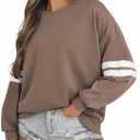 Acelitt Women Casual Long Sleeve Crewneck Color Block Sweatshirts Pullover,S-XXL (L)