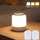 2 Pack Eye Caring Soft Night Light, Touch night light for Baby, Kids and Adults, Small Cute Bedside Lamp, 3 Colors, Dimmable, USB Rechargeable Warm Night Light for Bedrooms, Baby Nursery and Sleep Aid