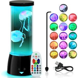 LEDHOLYT Cool Jellyfish Lamp – Remote Dimmable Control Multi & 17 Color Changing Mood Light – Gifts for Kids,Holiday Gift of Adult and Kids,for Room Decoration and Set The Mood, Black (4.13"D x 10.43"W x 4.13"H)