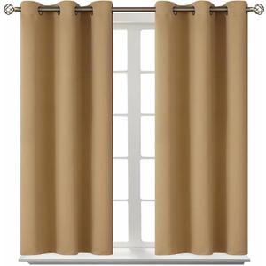 BGment Blackout Curtains for Bedroom - Grommet Thermal Insulated Room Darkening Curtains for Living Room, Set of 2 Panels (38 x 45 Inch, Khaki)