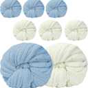 Assorted Chunky Yarn for Crocheting 8 Pack,Fluffy Jumbo Chenille Yarn,Soft Plush Yarn Bulky for Hand or Arm Knitting,(32 yds8.8 oz Each Skein),Cream & Sky Blue (4 Light Blue+4 Forest Green)