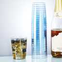 Homy Feel 10 Oz Blue Glitter Plastic Cups - 50PCS Disposable Cocktail & Wine Cups for Wedding Party