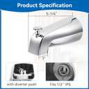 Dreyoo 5 1/4 Inch Bathroom Tub Spout Compatible with Westbrass E531D-1F-62, Fits Wall Front Mount Tub Spout with Shower Diverter 1/2'' IPS Inside Thread Bathtub Faucet (Chrome)